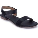 Generic Women's Patent Leather Flat Sandals (Color:Black, Material:Patent Leather)