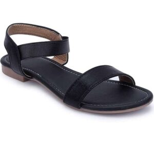 Generic Women's Patent Leather Flat Sandals (Color:Black, Material:Patent Leather)