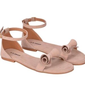 Women's Patent Leather Flat Sandals (Color:Cream, Material:Patent Leather)