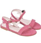 Women's Patent Leather Flat Sandals (Color:Pink, Material:Patent Leather)