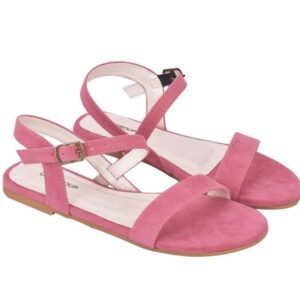 Women's Patent Leather Flat Sandals (Color:Pink, Material:Patent Leather)