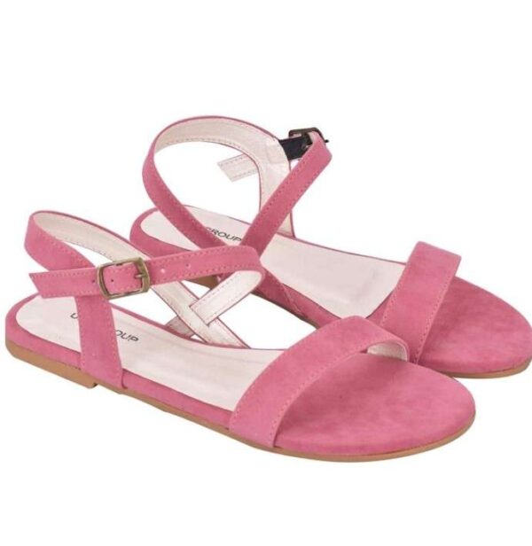 Women's Patent Leather Flat Sandals (Color:Pink, Material:Patent Leather)