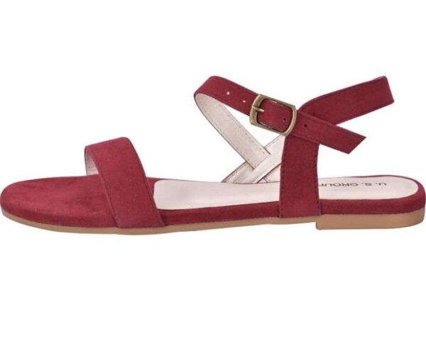 Generic Women's Patent Leather Flat Sandals (Color:Red, Material:Patent Leather)