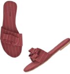 Women's Patent Leather Flat Sandals (Color:Red, Material:Patent Leather)