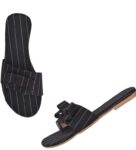 Women's Patent Leather Flat Sandals (Color:Black, Material:Patent Leather)