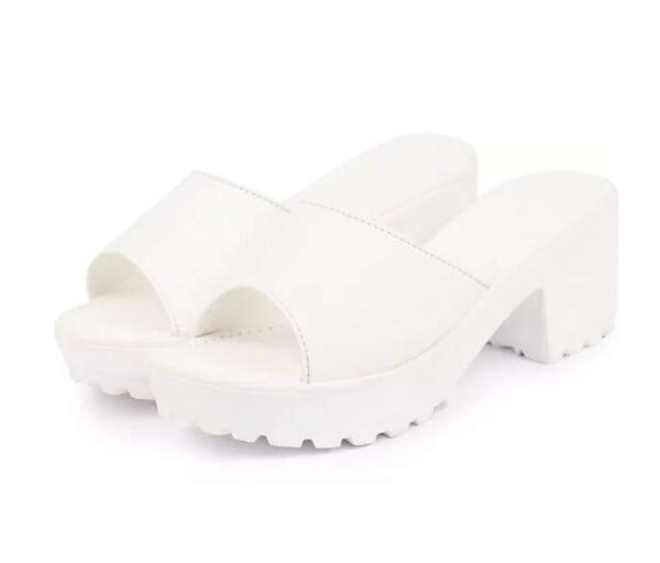 Women's Patent Leather Heel Sandals (Color:White, Material:Patent Leather)