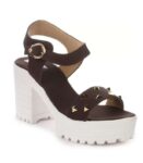 Women's Patent Leather Heel Sandals (Color:Brown, Material:Patent Leather)