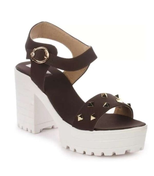 Women's Patent Leather Heel Sandals (Color:Brown, Material:Patent Leather)