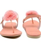 Generic Women's Patent Leather Flat Sandals (Color:Peach, Material:Patent Leather)