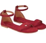 Generic Women's Patent Leather Flat Sandals (Color:Red, Material:Patent Leather)