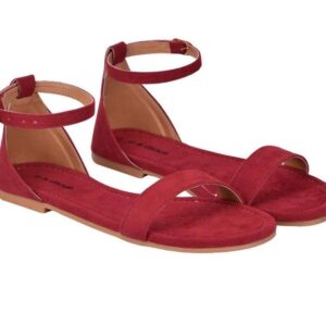 Generic Women's Patent Leather Flat Sandals (Color:Red, Material:Patent Leather)