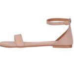 Generic Women's Patent Leather Flat Sandals (Color:Cream, Material:Patent Leather)