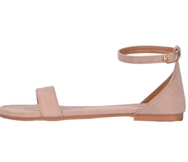 Generic Women's Patent Leather Flat Sandals (Color:Cream, Material:Patent Leather)