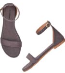 Generic Women's Patent Leather Flat Sandals (Color:Grey, Material:Patent Leather)