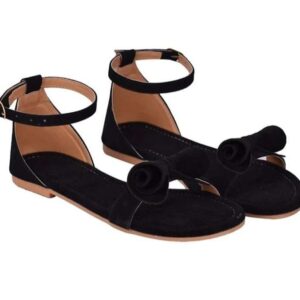Women's Patent Leather Flat Sandals (Color:Black, Material:Patent Leather)