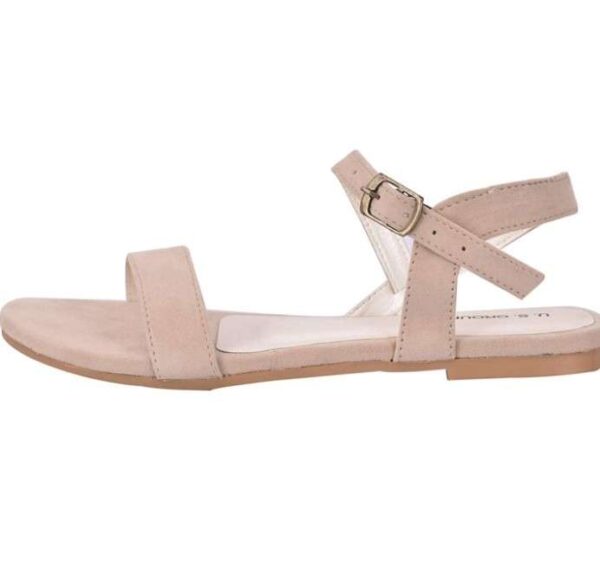 Women's Patent Leather Flat Sandals (Color:Cream, Material:Patent Leather)