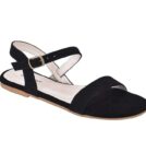 Women's Patent Leather Flat Sandals (Color:Black, Material:Patent Leather)
