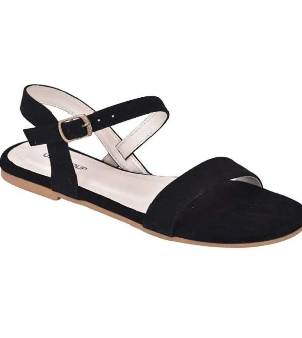 Women's Patent Leather Flat Sandals (Color:Black, Material:Patent Leather)