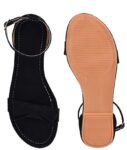 Women's Patent Leather Flat Sandals (Color:Black, Material:Patent Leather)