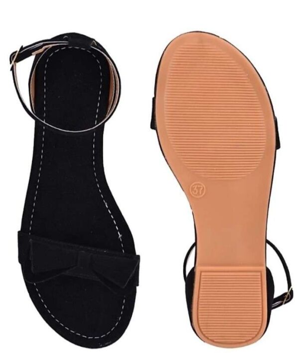 Women's Patent Leather Flat Sandals (Color:Black, Material:Patent Leather)