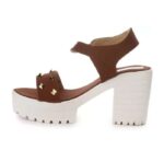 Women's Patent Leather Heel Sandals (Color:Rust, Material:Patent Leather)