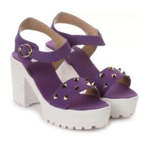 Women's Patent Leather Heel Sandals (Color:Purple, Material:Patent Leather)