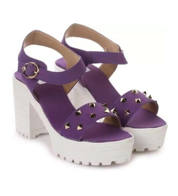 Women's Patent Leather Heel Sandals (Color:Purple, Material:Patent Leather)