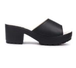 Women's Patent Leather Heel Sandals (Color:Black, Material:Patent Leather)