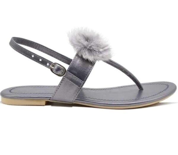Generic Women's Patent Leather Flat Sandals (Color:Grey, Material:Patent Leather)