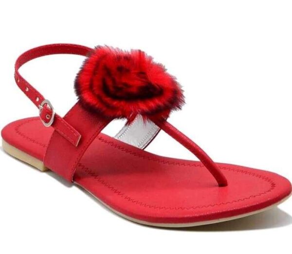 Generic Women's Patent Leather Flat Sandals (Color:Red, Material:Patent Leather)