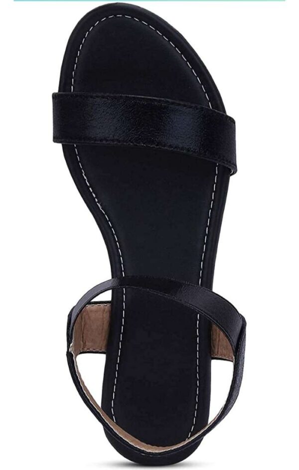 Generic Women's Patent Leather Flat Sandals (Color:Black, Material:Patent Leather)