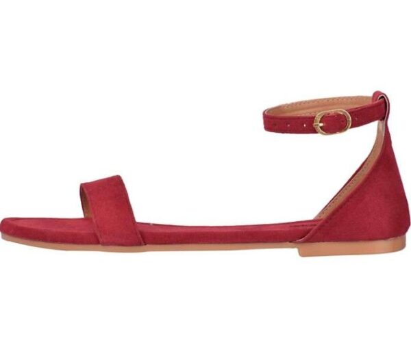 Generic Women's Patent Leather Flat Sandals (Color:Red, Material:Patent Leather)