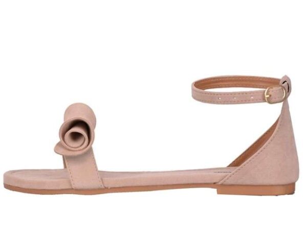 Women's Patent Leather Flat Sandals (Color:Cream, Material:Patent Leather)