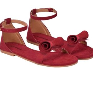 Women's Patent Leather Flat Sandals (Color:Red, Material:Patent Leather)