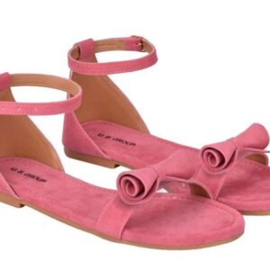 Women's Patent Leather Flat Sandals (Color:Pink, Material:Patent Leather)