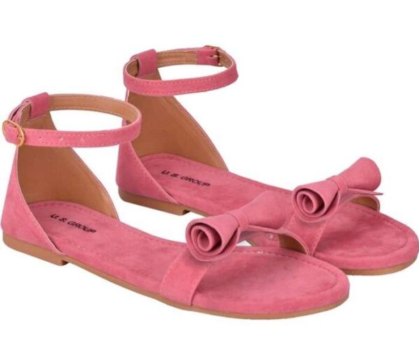 Women's Patent Leather Flat Sandals (Color:Pink, Material:Patent Leather)
