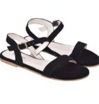 Women's Patent Leather Flat Sandals (Color:Black, Material:Patent Leather)