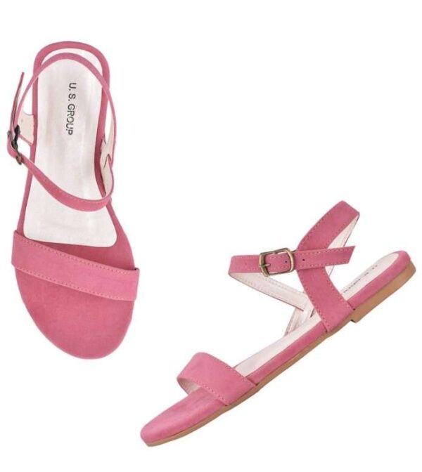 Women's Patent Leather Flat Sandals (Color:Pink, Material:Patent Leather)