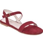 Generic Women's Patent Leather Flat Sandals (Color:Red, Material:Patent Leather)