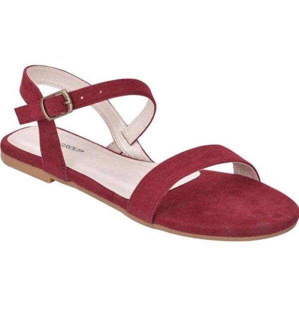 Generic Women's Patent Leather Flat Sandals (Color:Red, Material:Patent Leather)
