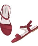 Generic Women's Patent Leather Flat Sandals (Color:Red, Material:Patent Leather)