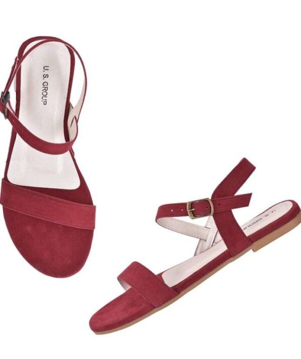 Generic Women's Patent Leather Flat Sandals (Color:Red, Material:Patent Leather)