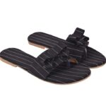 Women's Patent Leather Flat Sandals (Color:Black, Material:Patent Leather)