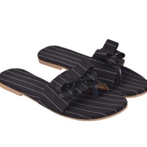 Women's Patent Leather Flat Sandals (Color:Black, Material:Patent Leather)