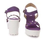 Women's Patent Leather Heel Sandals (Color:Purple, Material:Patent Leather)