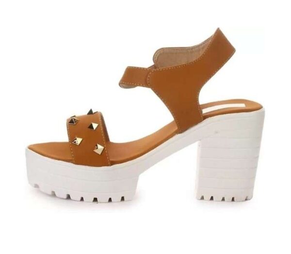 Women's Patent Leather Heel Sandals (Color:Teal, Material:Patent Leather)