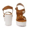 Women's Patent Leather Heel Sandals (Color:Teal, Material:Patent Leather)