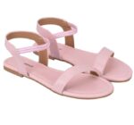 Generic Women's Patent Leather Flat Sandals (Color:Pink, Material:Patent Leather)