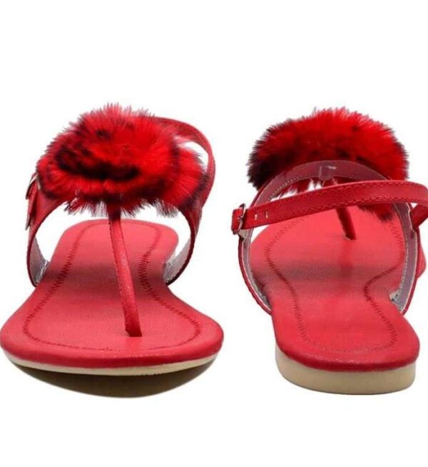 Generic Women's Patent Leather Flat Sandals (Color:Red, Material:Patent Leather)