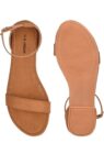 Generic Women's Patent Leather Flat Sandals (Color:Beige, Material:Patent Leather)